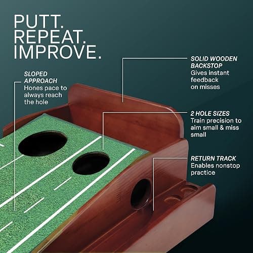 Perfect Practice Golf Putting Mat - Portable Putting Green, Indoor & Outdoor Practice, with Ball Return - Golf Training Aid for Home, Office, Backyard - Golfing Gifts for Men thumbnail 6