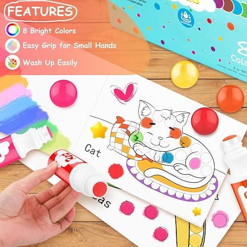 Dot Markers for Toddlers Kids Preschool, Bingo Daubers Washable Art Markers 8 Colors, Toddlers Arts and Crafts Supplies, Kids Painting Drawing Coloring Supplies, Dot Paint Craft Kit Preschool Learning thumbnail 7