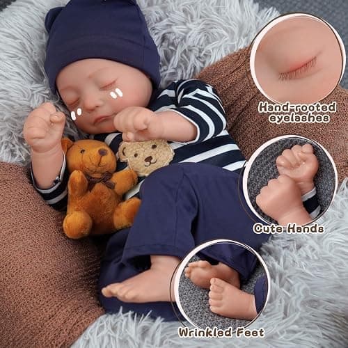 BABESIDE Realistic Baby Doll with Heartbeat - Kai, 17 inch Handmade Reborn Baby Dolls Boy with Crying and Babbling Voice, Real Baby Dolls That Look Real for Girls Boys Kids Age 3+ thumbnail 2