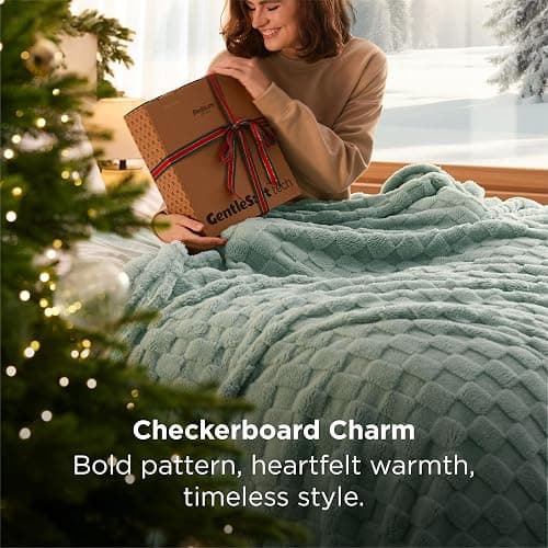 Bedsure GentleSoft Sage Green Throw Blanket for Couch - Checkered Fleece Blankets Christmas Gifts for Women Men Girls, Cute Soft Cozy Throw for Bedroom Home Decor Gifts, 50x60 Inches thumbnail 5
