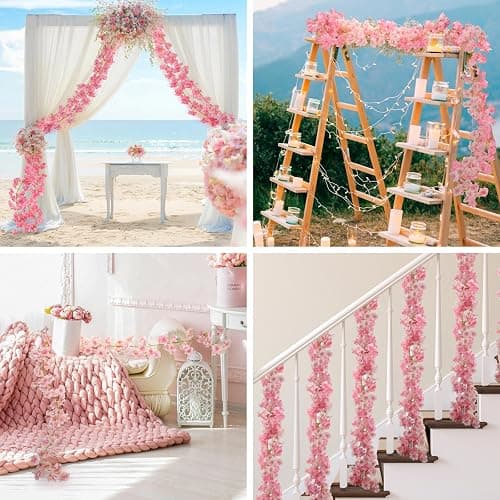 4 StüCk KüNstliche KirschblüTen Girlande Blumenranke,180cm KirschblüTen Deko,KüNstliche Blumengirlande Deko,KüNstliche Blumne KirschblüTen Girlande füR Hochzeit, Party, Haus, Garten Dekoration thumbnail 7