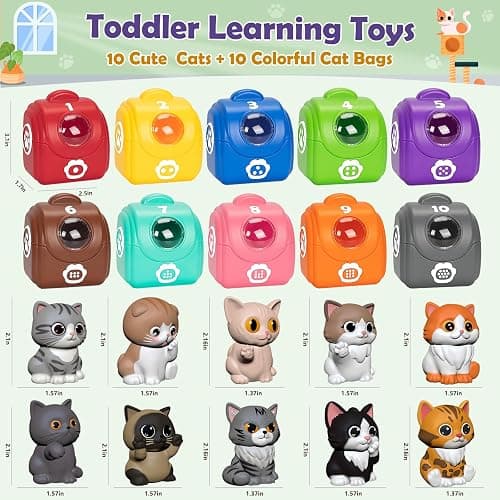 Learning Toys for 1 2 3 Year Old Boys Girls, 20 Pcs Cat Toys for Toddlers 1-3, Kitten Finger Puppet Games, Counting Matching Sorting Motor Educational Playset, Gifts for Baby Toddlers Age 12-18 Months thumbnail 2