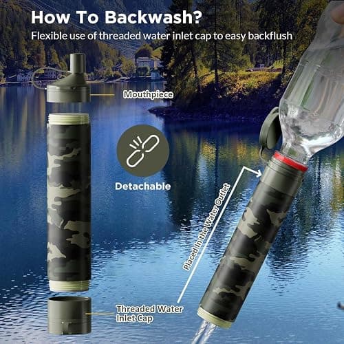 Membrane Solutions Personal Water Filter Straw S1 | NSF/ANSI 42 372 401 Certified, 1320 Gal Capacity, 0.1 Micron, Fits 28mm Bottle, BPA-Free, Survival Emergency Hiking Camping thumbnail 5