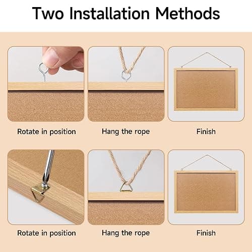 Yunihome Cork Bulletin Board, 13.3x17.8 Inches Hanging Cork Board Wooden Framed with Pins for Wall, Dorm Room, Office, Home Decor – Natural Cork & Black Frame thumbnail 7