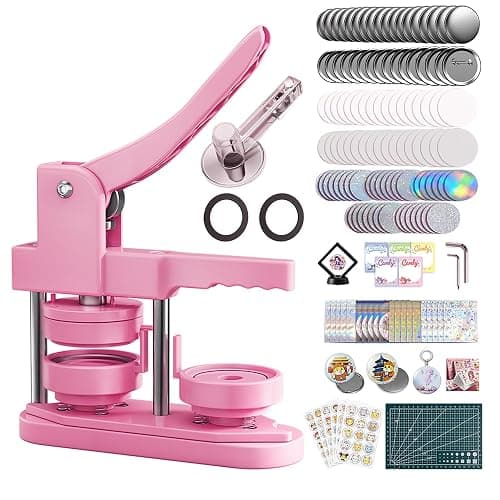 Freeingbag 58mm Button Maker Machine Kit, Installation-Free Button Pin Maker & Pin Maker Machine with 100 Sets Supplies, Circle Cutter & Bonus DIY Accessories for Badges, Crafts & School Projects - Image 1