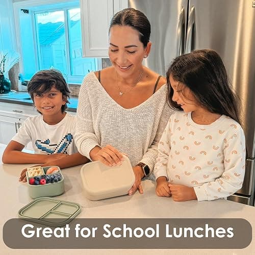 Ali+Oli Silicone Bento Box for Kids, Baby Lunch Box, BPA-Free, Spill-Proof | Daycare, Preschool, Food separation, Portion control, Snack storage, Travel-friendly, Easy cleaning, Toddlers thumbnail 2