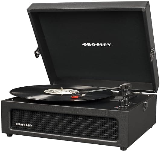 Crosley CR8017B-BK Voyager Vintage Portable Vinyl Record Player Turntable with Bluetooth in/Out and Built-in Speakers, Black thumbnail 6