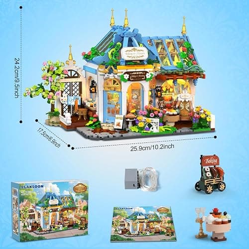 PLAXSOON Flower Café House Building Set with Lights and Openable Design | Botanical Coffee Architecture 1520 PCS, Floral Bakery Construction Model for Home Decor, Gift for Adults Women Teens Girl 12+ thumbnail 3