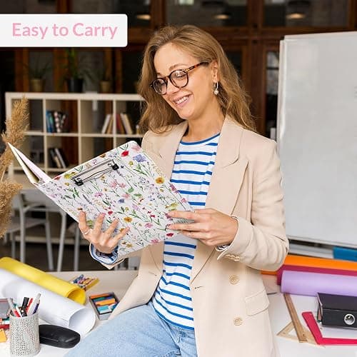 SKYDUE 1 Inch 3-Ring Binder with Clipboard, PU Binder with 5 Dividers, Notepad, Stickers & Pockets for Work and School - Aesthetic Binder (Letter Size) thumbnail 2