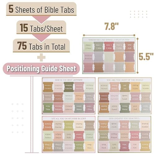 Mr. Pen- Bible Tabs, 75 Boho Theme Laminated Tabs for Women and Men, Study Bible Index, Book Labels thumbnail 2