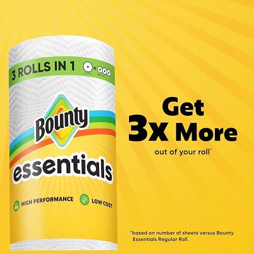 Bounty Essentials Select-A-Size Paper Towels, White, 2 Triple Rolls = 6 Regular Rolls (Packaging May Vary) thumbnail 13
