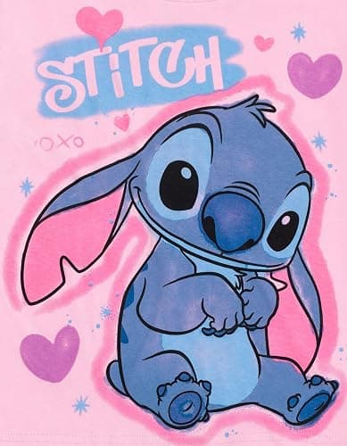 Disney Junior Floral T-Shirt and French Terry Shorts Outfit Set Newborn to Big Kid Sizes (6-9 Months - 14-16) - 7-8 - Stitch Spray Paint thumbnail 6