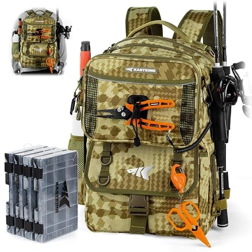 KastKing BaitSpace 50L Fishing Tackle Backpack with Removable Bait Binder,2 Rod Holders Storage Fishing Gear and Equipment - Image 1