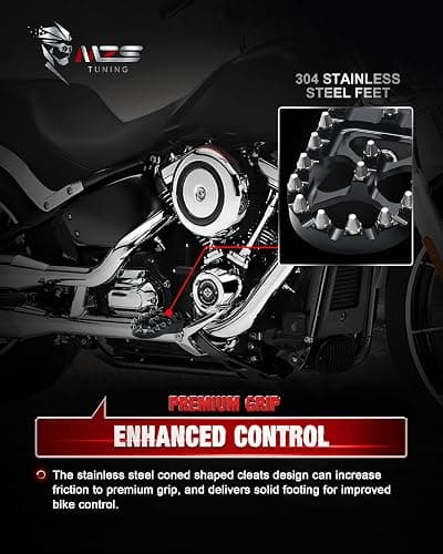 MZS Motorcycle Front Foot Pegs, 2018-2024 Adjustable Footpegs Rest Pedal Accessories Black Compatible with Softail Slim Lower Rider Street Bob Fat Bob Boy Sport Glide Heritage Breakout RA1250 RH1250S thumbnail 5
