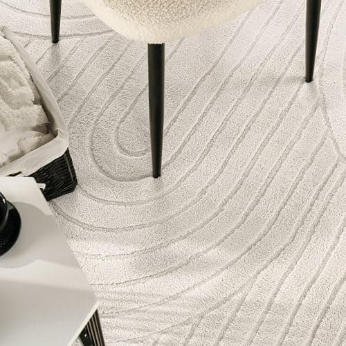 TT Home Shaggy Tapis Chambre Haut Poil Bohème Scandi Abstrait Unis Lavable Geometrique, Couleur:Beige Clair Crème Clair, Dimension:120x160 cm thumbnail 3
