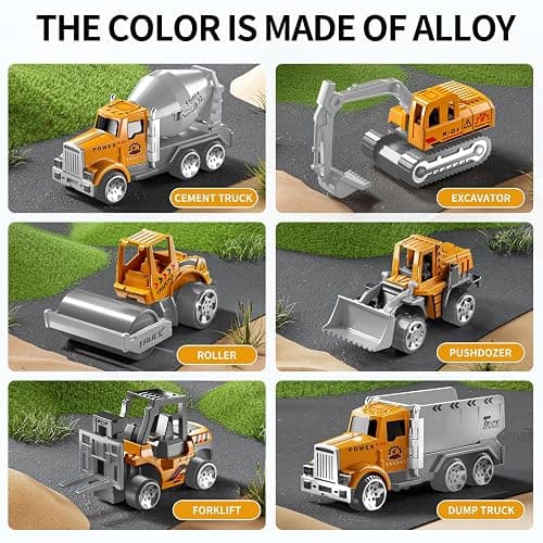 NIPLOOOW Toddler Boys Construction Truck Vehicle Toy Set with Play Mat and Die-Cast Toy Car, Transport Carrier Truck for Kids 3-5, Birthday Gifts Toys for 3-8 Year Old Boys thumbnail 6