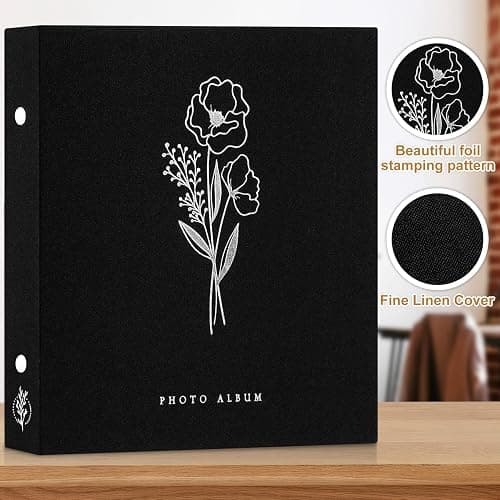 Lanpn Self Adhesive Photo Album Scrapbook 40 Pages, Linen Photos Albums DIY Sticky Magnetic Pages holds 4x6 5x7 A5 Picture for Family Wedding Birthday (Small-20 Sheets/40 Pages, Black) thumbnail 6