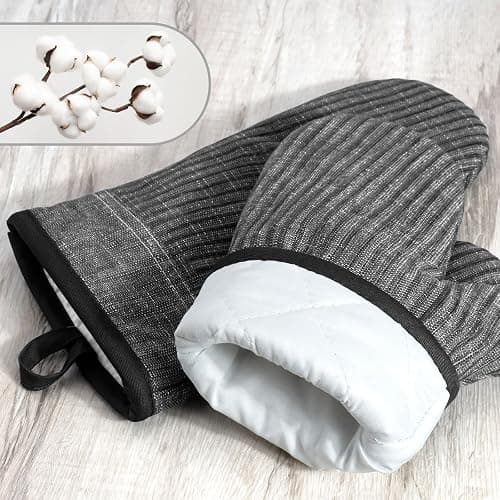 CUSIRA Oven Mitts and Pot Holders, Silicone Oven Gloves, 500 F Heat Resistant Oven Mitts Sets, Non-Slip Silicone Textured Grip, Darkgray thumbnail 5