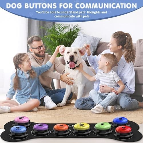 Dog Buttons for Communication,8 PCS 30s Recordable Voice Pet Training Button,with Training Manual Book+16 AAA Batteries+24 Scene Modes+1Dog Button Mat (Dog Buttons for Communication) thumbnail 3