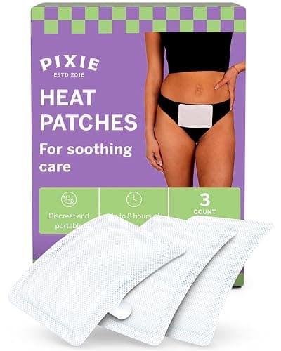 Pixie Period Cramps Menstrual Pain Relief Heat Patches - Lower Abdominal & Back Ache Therapy - Natural Alternative to Lidocaine ICY Hot - Up to 8 Hours - 3 Count Discreet Disposable Heat Pads - Image 1