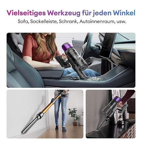Ultenic U20 Akku Staubsauger, 55000Pa/ 600W/60Min Staubsauger Kabellos Mit Selbststehendes Design, Flexibles Biegegelenk, GreenEye-Technologie, Anti-Tangle Bodenbürste für Hartböden Teppiche Tierhaare thumbnail 12