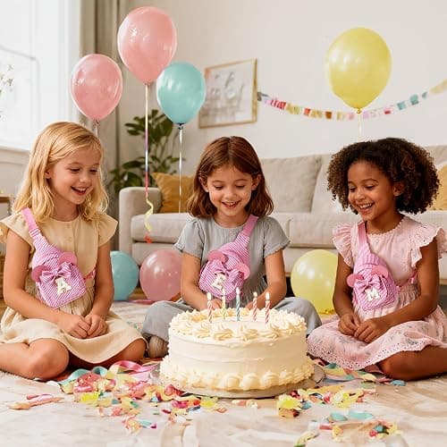 QLOVEA Birthday Gifts for Kids, Small Sling Bag, Birthday Gifts for 2 3 4 5 6 7 Year Old Girl Kids Pink Initial Sling Bag Fanny Packs Bags for Girls Sister Daughter Wife (Pink B) thumbnail 4