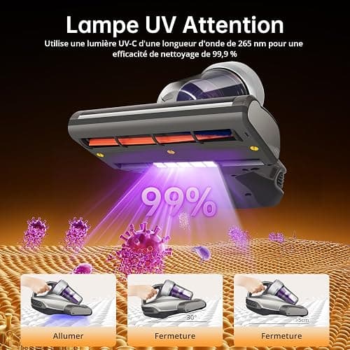 Jimmy JV35 Aspirateur Matelas Anti Acariens 700W avec Stérilisation UV-C, Chauffage à 60℃, Système de Filtration Dual-Cyclonic, Aspirateur pour Matelas, Lit, Tapis, etc. thumbnail 6