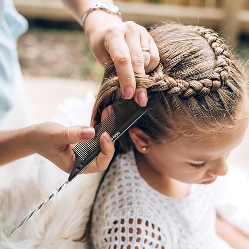 SALONSILK Women Hair Comb Set - 14PCS Wide Tooth Rat Tail Styling Combs Pick for Curly - Teasing Parting Fine Professional Barber Cutting Braiding Set thumbnail 7