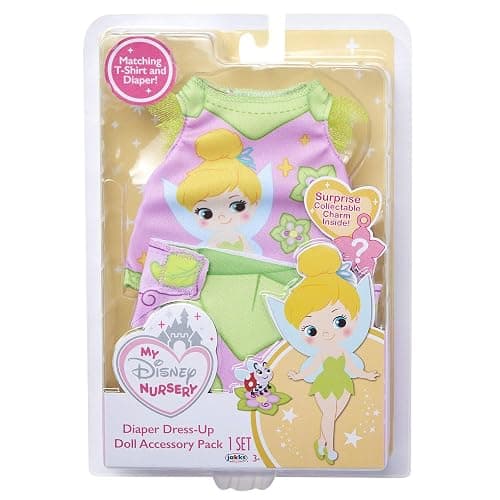 My Disney Nursery Baby Doll Clothes & Accessories, Tinker Bell Diaper Accessory Pack Inspired by Disney's Tinker Bell Character! Includes Doll T-Shirt, Doll Diaper Cover, Clip with Charm thumbnail 6