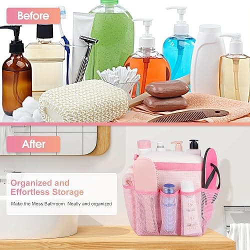 Attmu Mesh Shower Caddy Portable for College Dorm Room Essentials with 8 Pockets, Hanging Shower Caddy Dorm Basket, Quick Dry Bag for Bathroom thumbnail 5