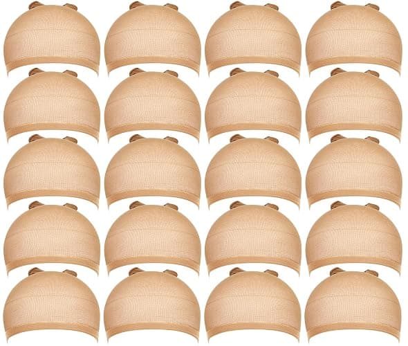 Teenitor Wig Cap, 20pcs Stocking Caps for Wigs, Tan Wig Cap for Women, Stretchy Nylon WigCap Beige - Image 1