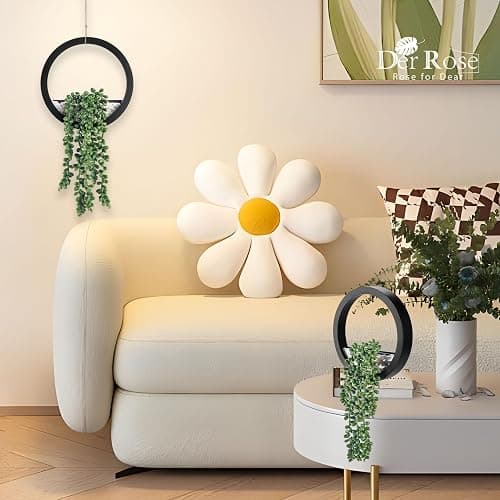 Der Rose 2 Pack Fake Plants Hanging Artificial Succulents Plants in Black Pots for Living Room Bathroom Accessories Boho Farmhouse Wall Decor thumbnail 7
