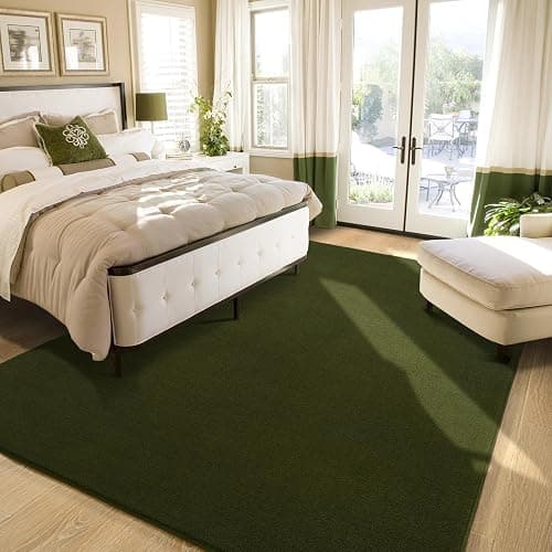 Amearea Modern Area Rugs for Bedroom Living Room, 4x6 Feet Olive Green Thickened Memory Foam Rug, Fluffy Indoor Washable Rugs Non Slip Minimalist Carpet for Kids Boys Girls Dorm Nursery Room Decor thumbnail 5