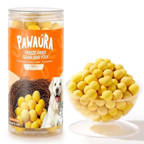 Pawaura 10.6oz Freeze Dried Quail Egg Yolk Cats & Dogs, Treats, Single Ingredient, Freeze-Dried Pet Food for Dogs, Cats, No Additives | Grain Free | Support for Skin and Coat Health - Image 1