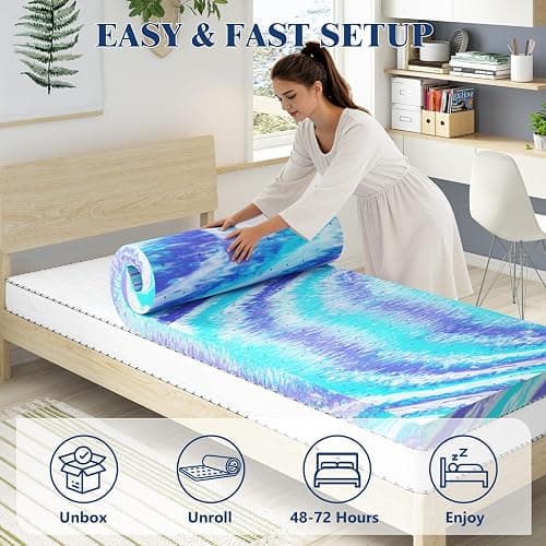 Bedspick 2 Inch Twin XL Mattress Topper - Gel Infused Memory Foam Extra Long Single Bed Topper Pad for College Dorm, Medium Plush Feel, Pressure Relieving, CertiPUR-US Certified thumbnail 7