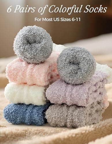 TEHOOK Warm & Cozy Valentines Gifts for Women, Fluffy Fuzzy Plush Sleeping Slipper Socks - Soft Warm Fabric thumbnail 5