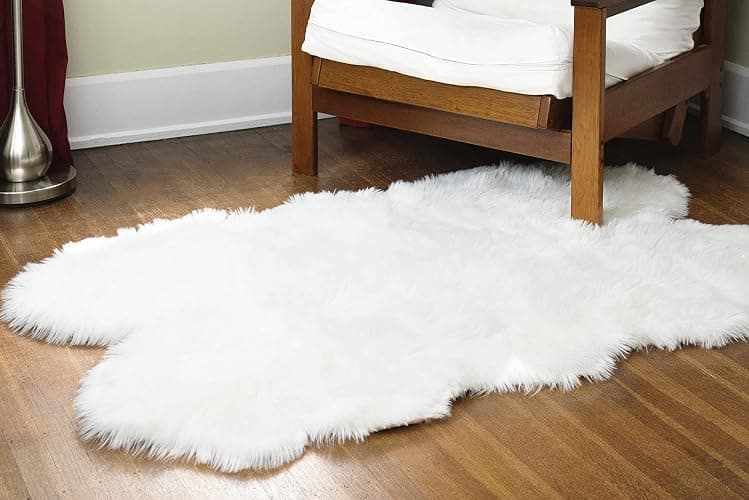 Silky Super Soft White Faux Sheepskin Shag Rug Faux Fur | Machine Washable | Great for Photography Decor Bedroom | Real Look Without Harming Animals (White, Quad Pelt (3x5)) - Image 1