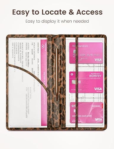 Yarnic Leopard Car Registration and Insurance Holder, Car Document Holder with Magnetic Closure, Car Organizer Vehicle Glove Box Compartment Organizer, Car wallet Case for Teens Men Women thumbnail 5