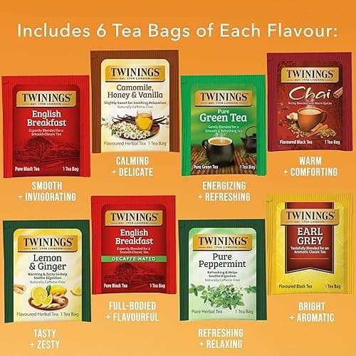 Twinings Tea Classics Collection Gift Box Variety Sampler, 48 Tea Bags (Pack of 1), Enjoy Hot or Iced, Includes Black, Herbal, Green, & Chai Teas thumbnail 6