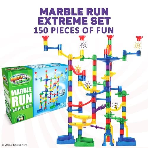 Marble Genius Marble Run Super Set, STEM Toys & Maze Construction Building - 150 Translucent Track Pieces & Glass Marble for Family, Kids Toddlers Ages 4-8 - Fun Holiday Creative Gifts thumbnail 2
