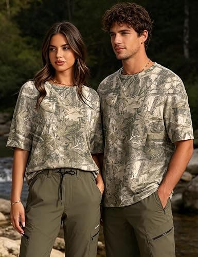 Anoumcy Camo Shirt for Women Mens Maple Leaf Print Camouflage T Shirt Summer Short Sleeve Oversized Camo Tee Shirts Tops thumbnail 2