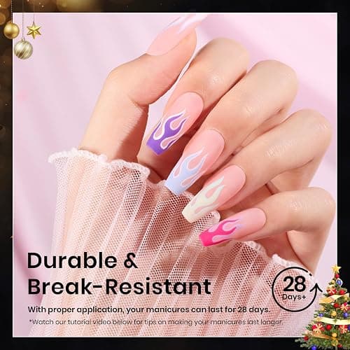 Beetles Gel Nail Tips Medium Coffin Etch X, 12 Sizes 288Pcs Pre Shaped Half Matte Full Cover Press On False Nails Tips Acrylic Fake Nail Extensions Kit Easy DIY Salon Manicure Gift for Women thumbnail 4