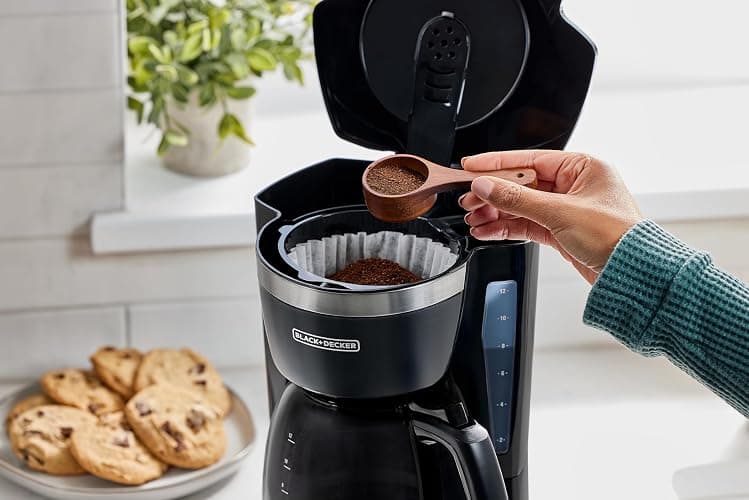 BLACK+DECKER 12-Cup Digital Coffee Maker, Programmable, Washable Basket Filter, Sneak-A-Cup, Auto Brew, Water Window, Keep Hot Plate, Black thumbnail 2