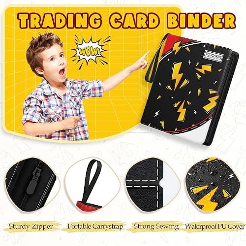 Card Binder for Pokemon Cards, 9 Pocket Trading Card Binder Holds 900 Cards with 50 Removable Sleeves, 3 Ring Zipper Card Holder Album Book Case for TCG, MTG, Sports Cards Collection, Boys Girls thumbnail 4