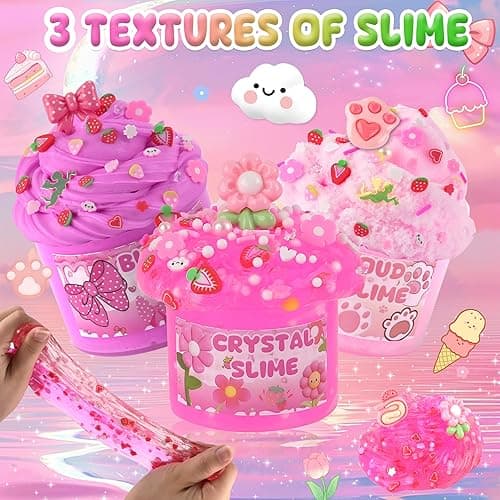 6 Pack Slimes, Pink Slime Kids, Cloud Slime kit for Girls Ages 8-12, Toys for Girls and Boys, for Kids Slime Set Party kit Goodie Bag Stuffers, 4 5 6 7 8 9 10 Year Old Girl Birthday Gift Cute Stuff thumbnail 6