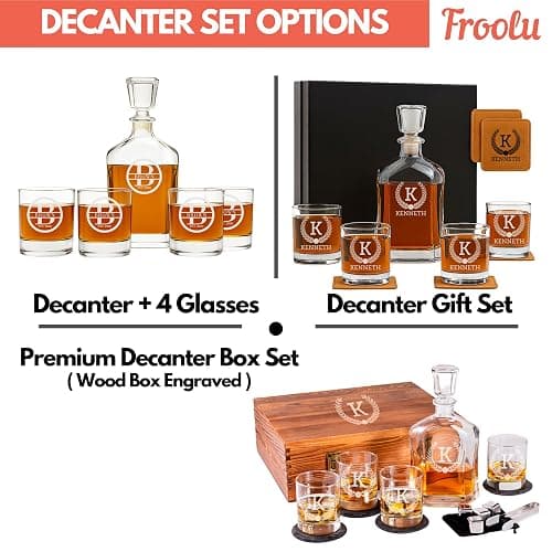 Personalized Whiskey Decanter Set, Whiskey Decanter Sets for Men, Customized Gifts for Men, Whisky Decanter Sets, Bourbon Decanter Set, Engraved Custom Scotch Glasses Liquor Lovers for Christmas thumbnail 5