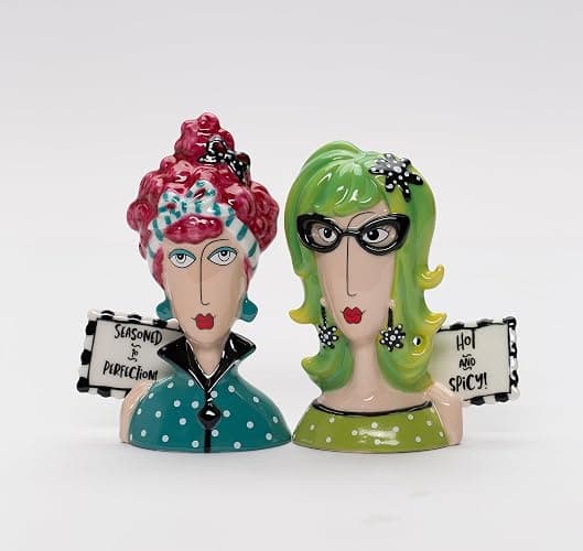 Fine Porcelain Dollymama's Lady Perfection-Spicy Salt and Pepper Shaker by Joey, 4-7/8" H - Image 1