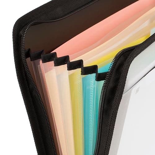 Five Star Expanding File Organizer + Study App, 7-Pocket Accordian File Organizer, Zipper Closure, Holds 8-1/2" x 11" Paper, Black (72709) thumbnail 6