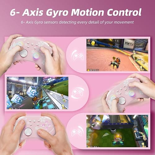 Mytrix Wireless Controllers for Switch/Switch 2, Windows PC iOS Android Steam/Steam Deck, Sakura Pink Bluetooth Controller with Programmable, Hall Effect Joysticks, Adjustable LED Light/Turbo/Vibration thumbnail 8