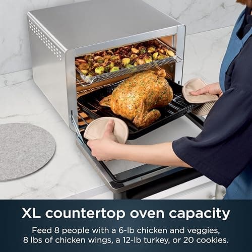 Ninja Air Fryer & Toaster Oven | Prestige Smart XL Countertop Oven | Bakes up to 20 Cookies, Fits up to a 12lb Turkey | Pizza, Toast, Bake, Air Fry & Reheat | 1800 Watts | Stainless Steel | DT501​ thumbnail 3